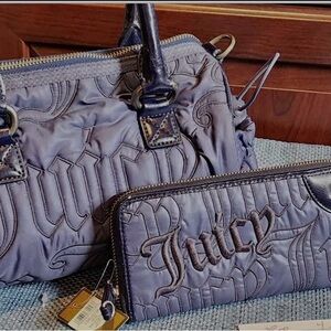 Juicy Couture Quilted Shoulder Bag and Wallet in Blue